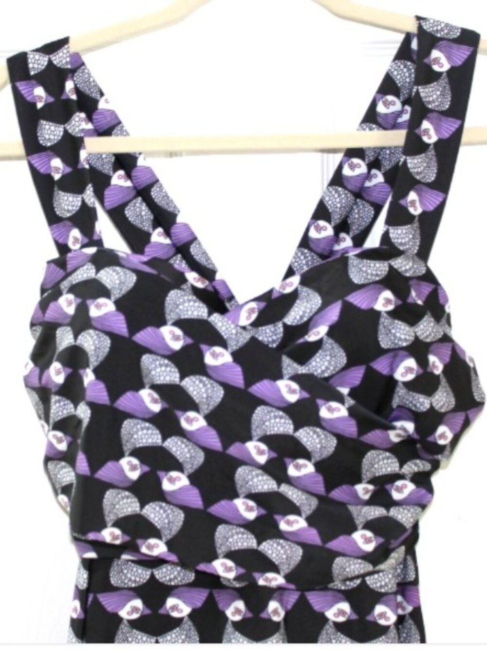 Black and Purple Geometric Swim Dress